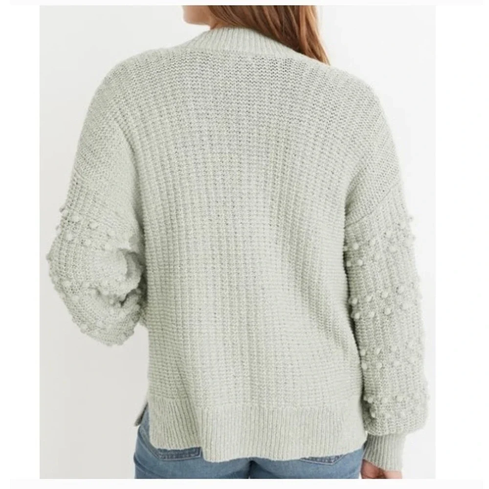 Madewell Bobble Sleeves Gray Cardigan Sweater Knit Open Front‎ Pockets XL Nwot